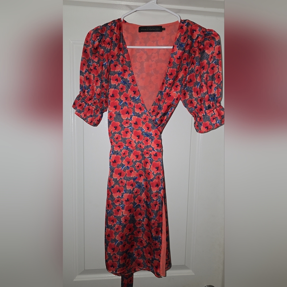 ❤️ House of Harlow 1960 Floral Wrap Dress XS Boho Mini - Picture 3 of 4